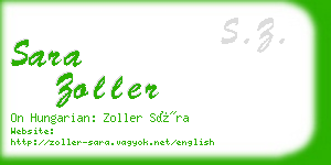 sara zoller business card